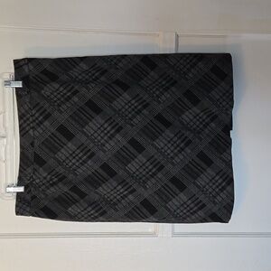Black and gray plaid skirt with 8" slit Dark Academia Professor